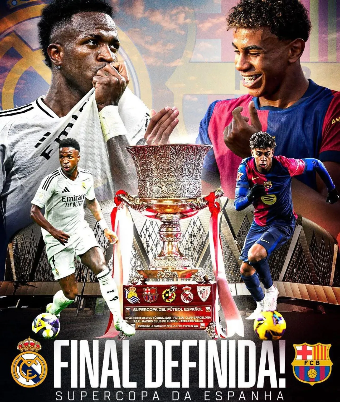 Este domingo se juega el Super clásico Real Madrid vs FC Barcelona en la gran final de la supercopa de España 🇪🇸